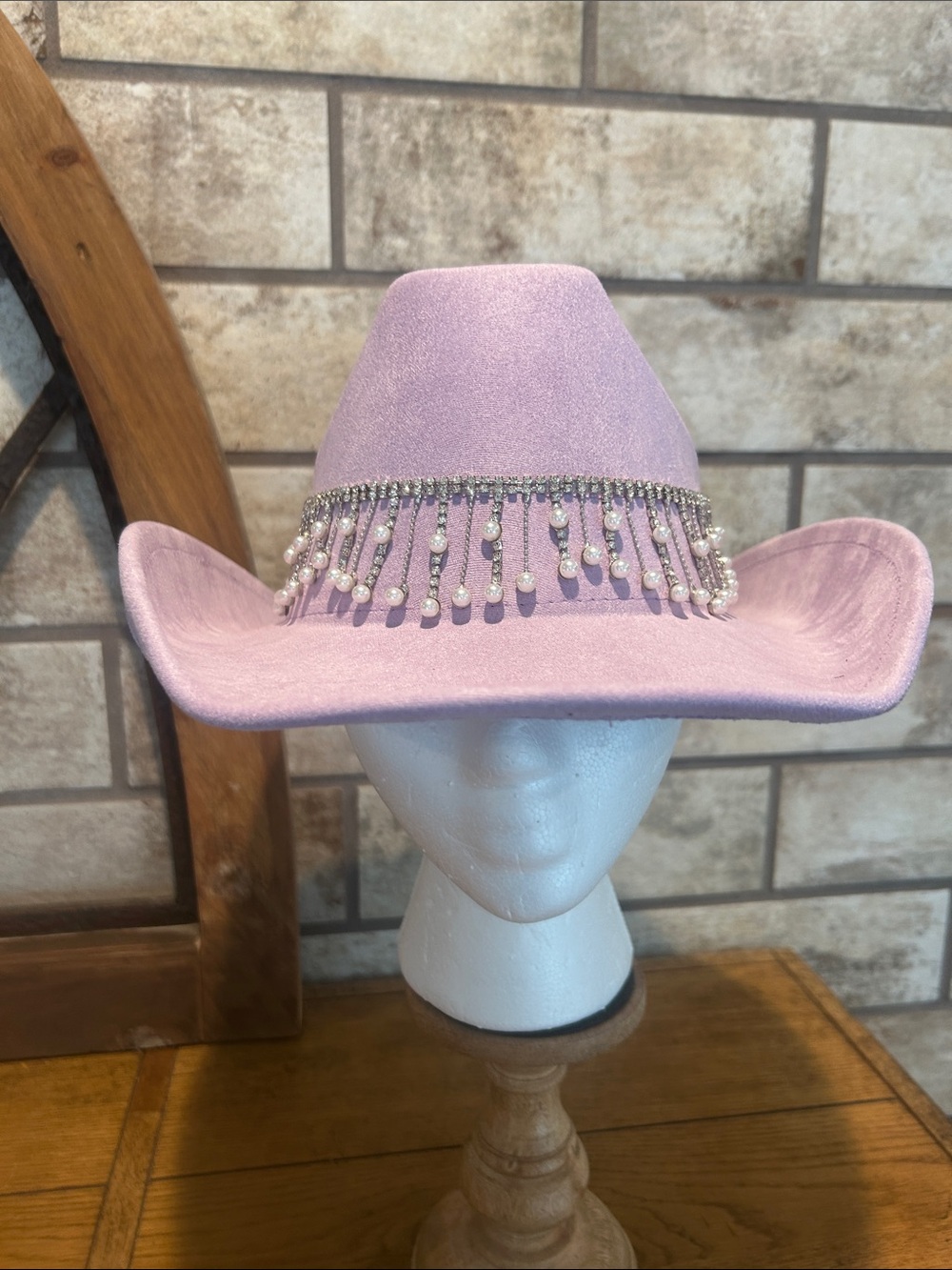 Cowboy Hat purple with Pearl & Diamond like Embellishment